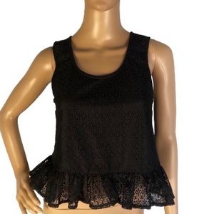 NEW TOPSHOP BLACK LACE PEPLUM TOP